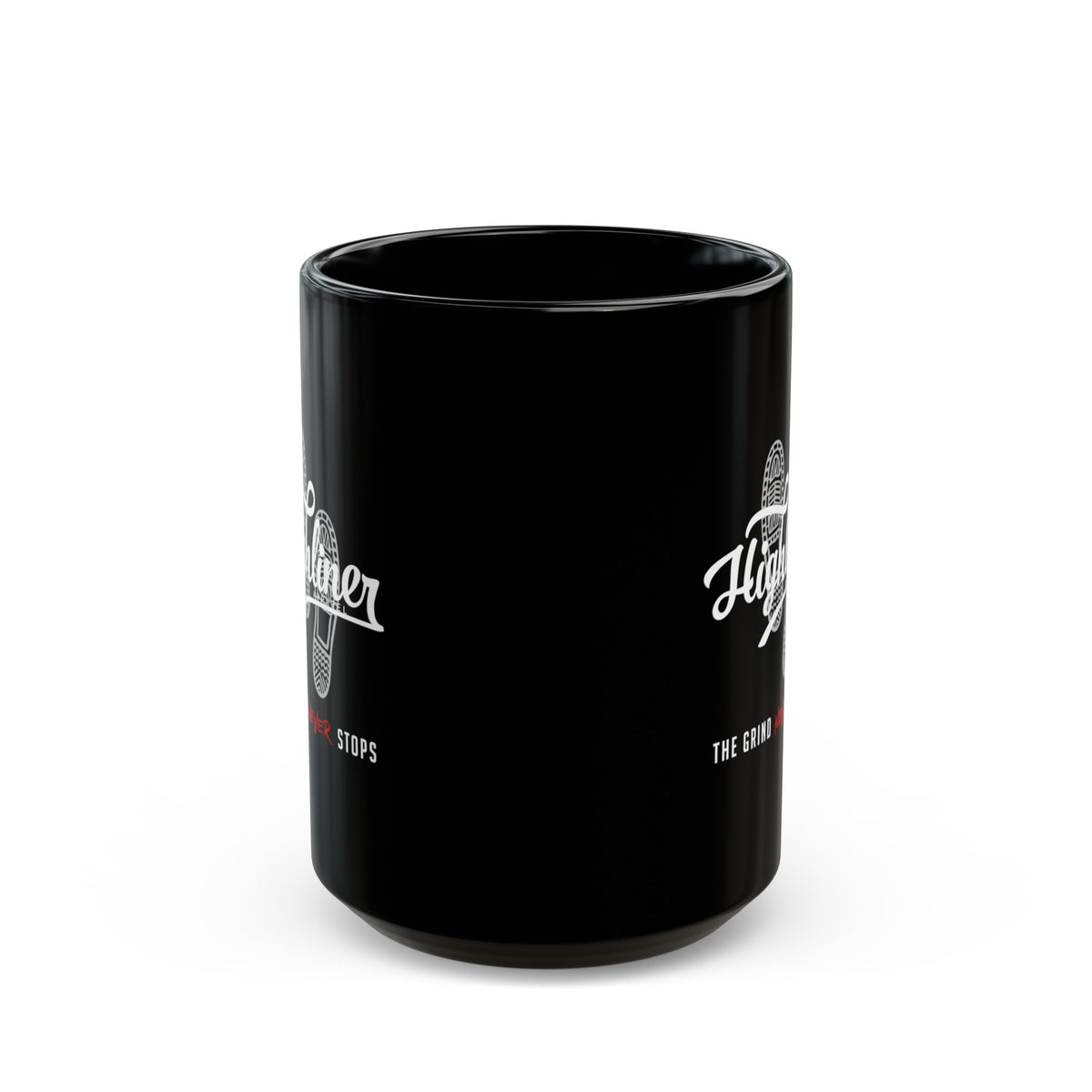 Black The Grind Never Stops Coffee Mug 15oz