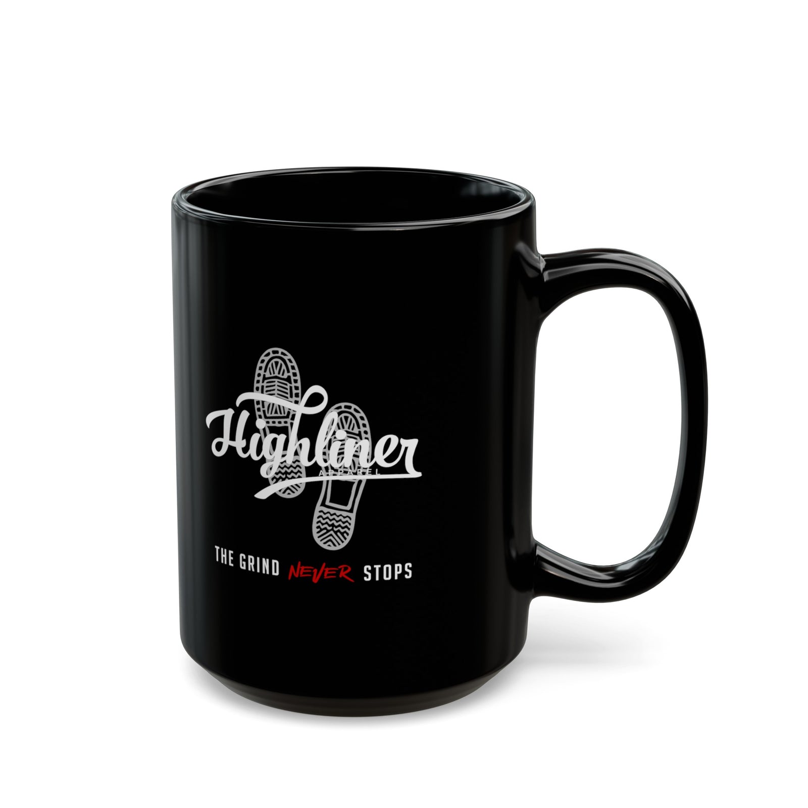 Black The Grind Never Stops Coffee Mug 15oz