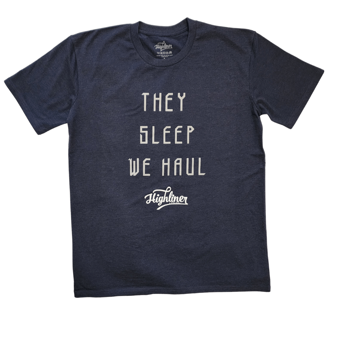 Navy Heather They Sleep We Haul Tee