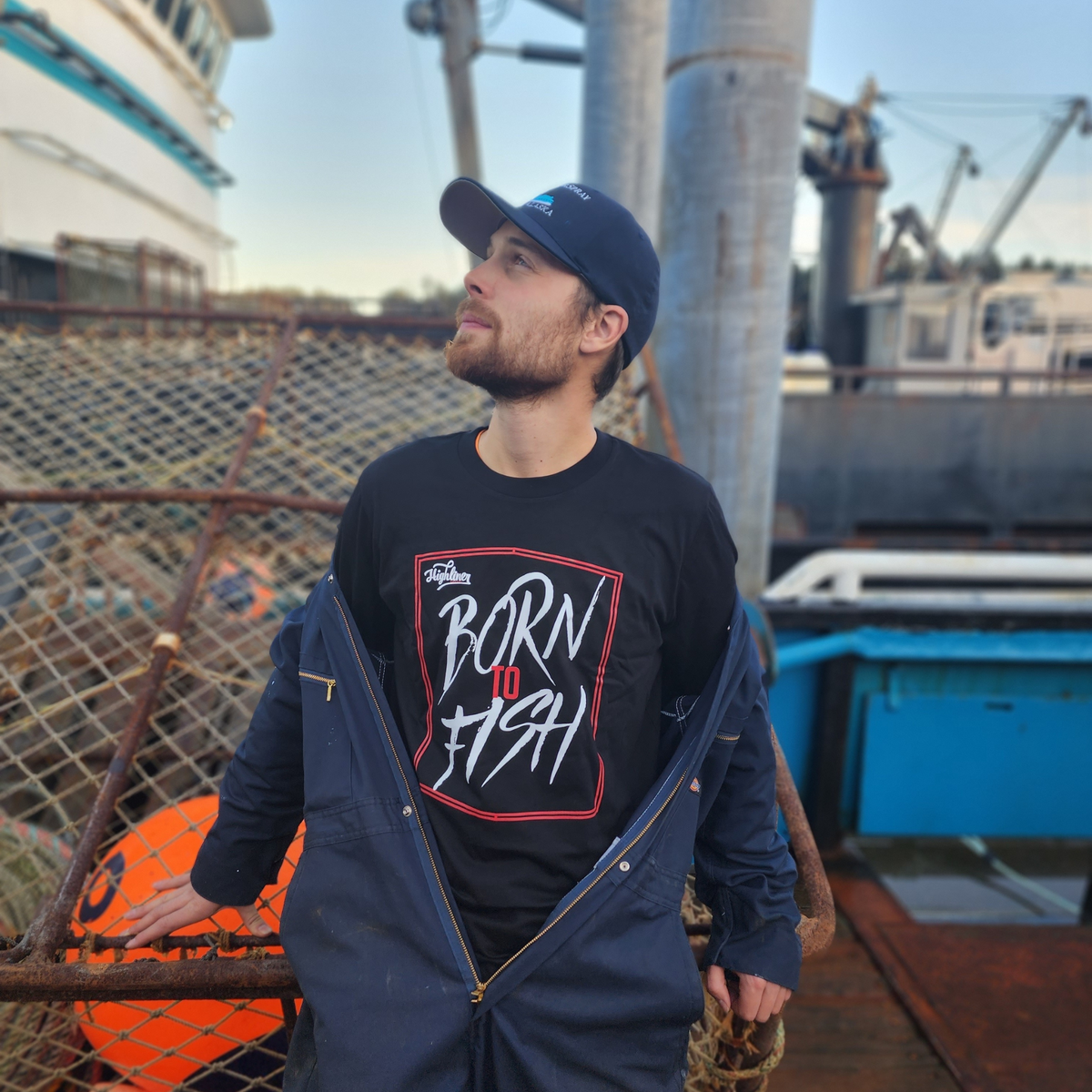 Black Born to Fish Premium Long sleeve